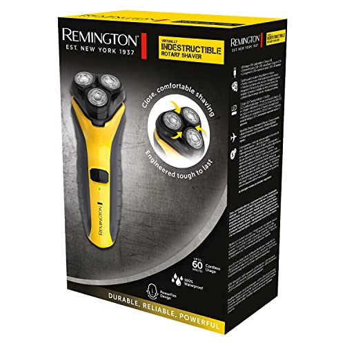 Remington Virtually Indestructible Men's Electric Shaver (Cordless, Wet & Dry, Rotary Shaver, Pop-up Detail Trimmer, 3-Day Stubble Styler Guard, USB Charging, 60-Minute Usage, 4-Hour Charge) PR1855