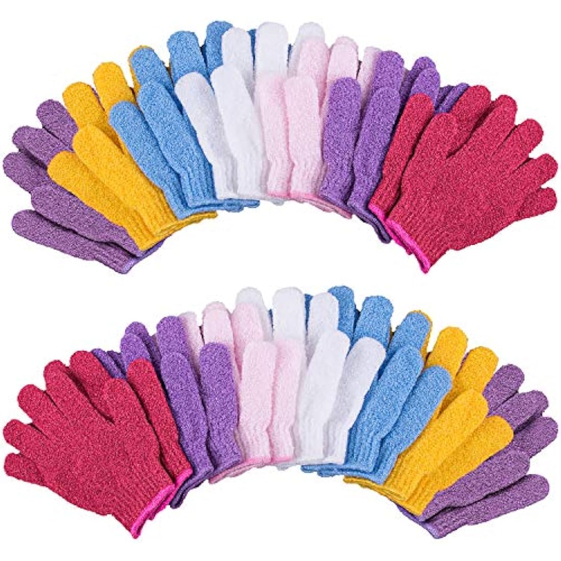 Duufin 14 Pairs Exfoliating Gloves Body Scrubber Bath Glove Scrubbing Gloves for Shower, Spa, Massage, Dead Skin Cell Remover, 7 Colours