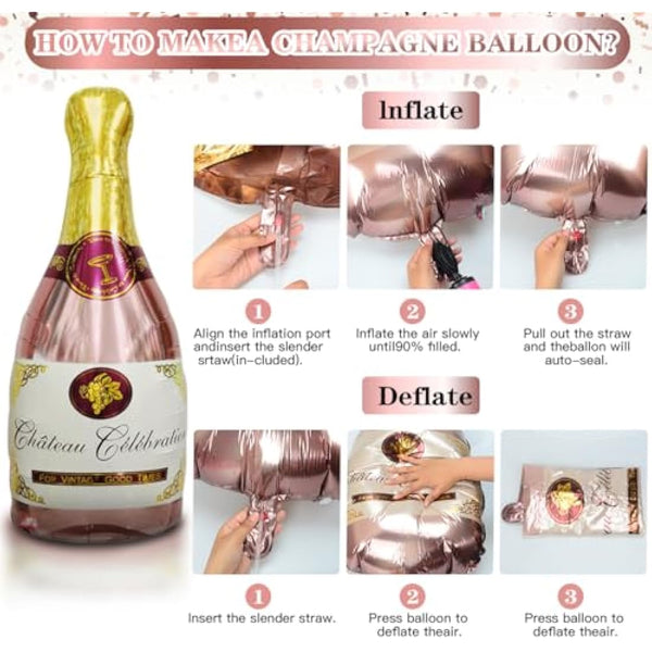 21st Birthday Decorations For Her, Rose Gold Birthday Decoration, Birthday Party Decorations Set With Rose Gold Balloons, Happy Birthday Banner, Champagne Balloon，Triangle Flag Banner