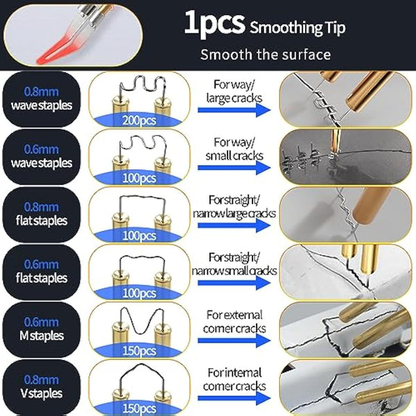 150W Plastic Welder, 2 in 1 Plastic Welding Kit, Hot Stapler Kit, 800PCS Hot Staples & 2PCS Welding Plastic Welding Rods, Plastic Repair Kit, Plastic Welder Gun for Car Bumper Plastic Crack Repair