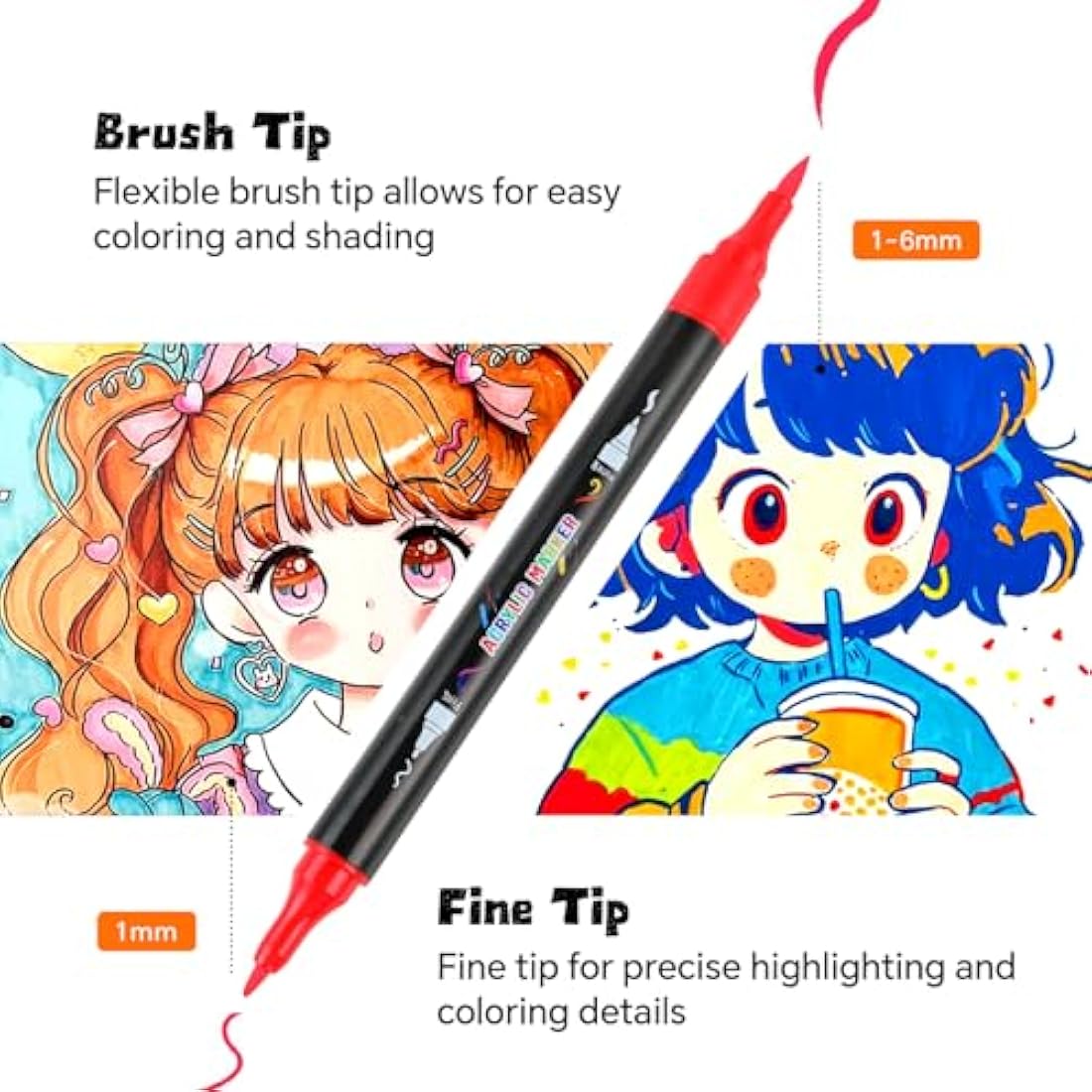 60 Colours Acrylic Paint Markers, Dual Tip Acrylic Paint Pens with Brush Tip and Fine Tip for for Adults, Kids, Eggs, Wood, Rock, Canvas, Plastic, Stone, Glass, Ceramic