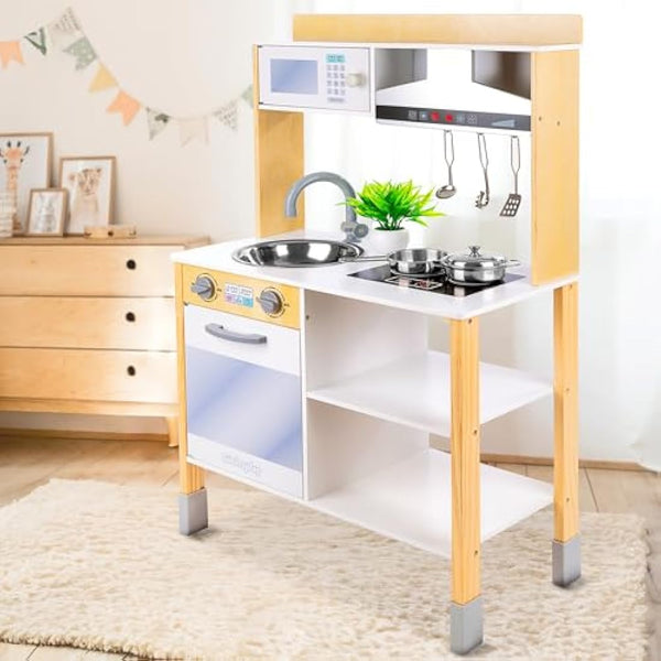 Green Series Kinderplay Modern Wooden Play Kitchen - Toddler & Kids Kitchen Toy, Model GS0061