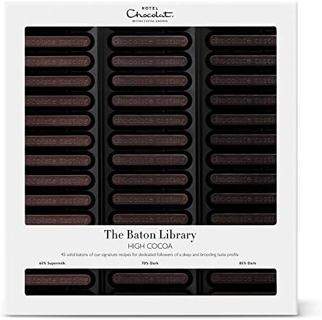 Hotel Chocolat Dark Chocolate Baton Library - 45 High-Cacao Chocolates, 365g - Chocolate Box - Suitable for Vegetarians - Gifts For Birthday, Thank You, Congratulations, Anniversary