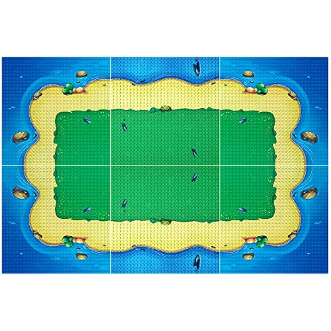 Etarnfly 6 Pack Classic Blue and Green Base Plate for City Road Beach,Ocean Island Street Water,25.5 x 25.5 cm,100% Compatible with All Major Brands(4 curves/2 straight)