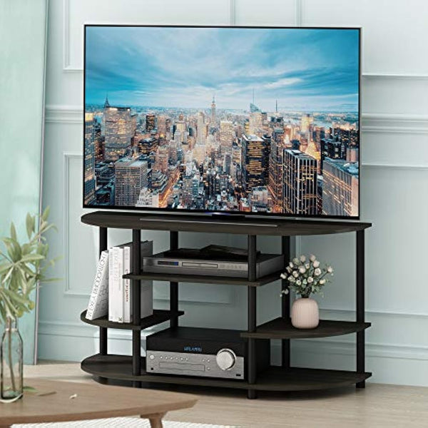 Furinno JAYA Simple Design Corner TV Stand, TV Unit, Entertainment Center, Espresso/Black,106.7 (W) x 57.4 (H) x 39.4 (D) cm