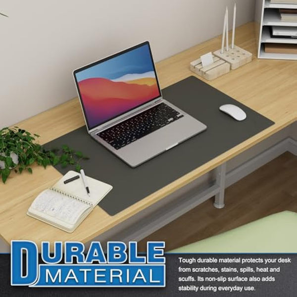 K KNODEL Small Office Leather Desk Mat, Mouse and Keyboard Pad, Computer and Laptop Mat, Desktop Protector and Cover, Writing Pad and Blotter (60x35cm, Dark Gray)