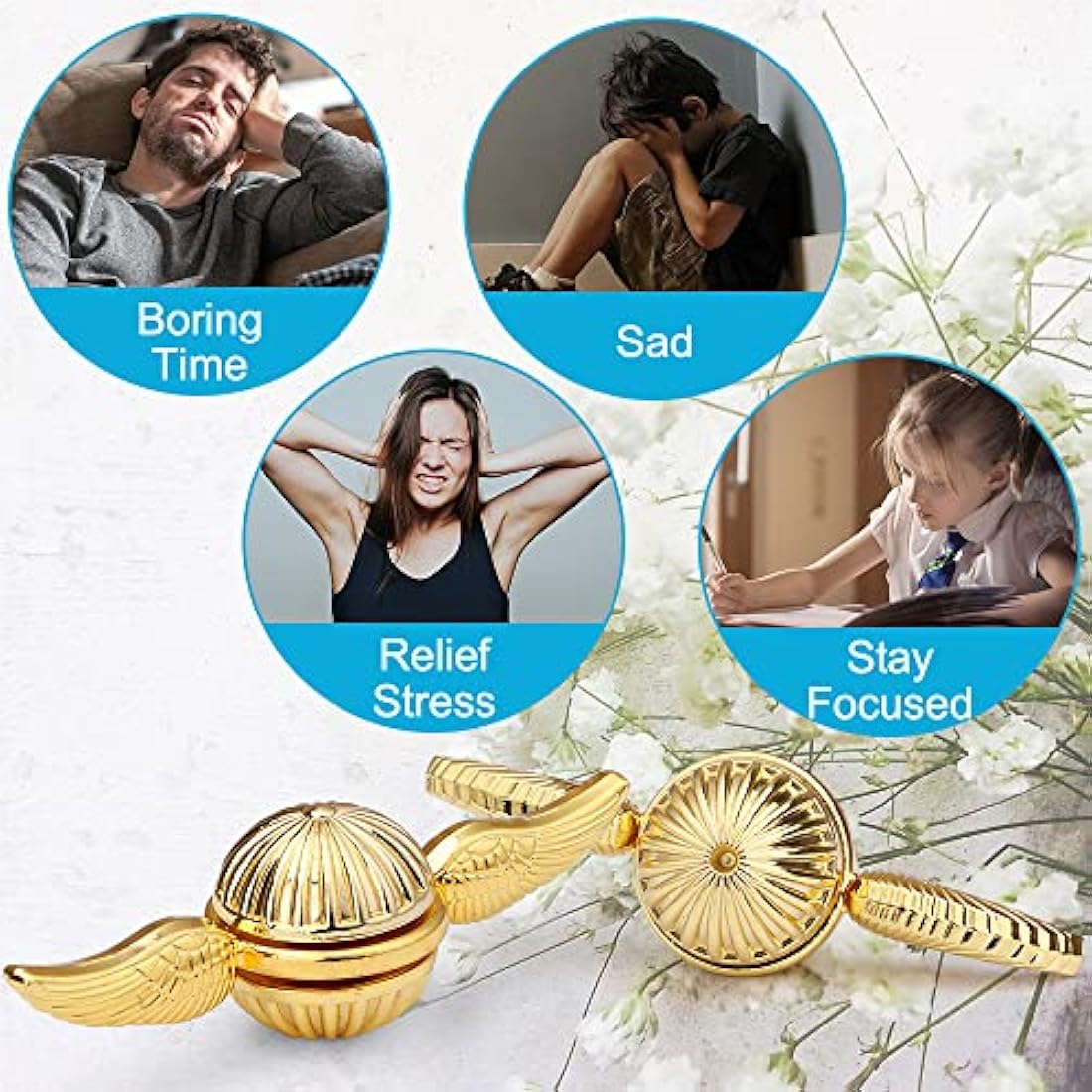 Golden Fidget Spinner Toys for Kids Adults, Sensory Magic Orb Gift for Fans of The Medieval Magical World, Idea Hand Finger Toys for Stress Relief Anti Anxiety