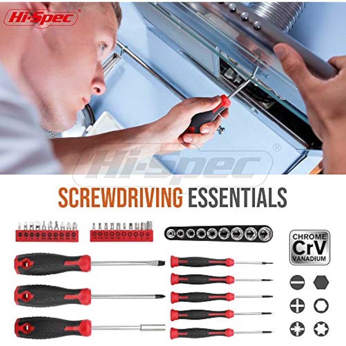 Hi-Spec 54pc Home & Office DIY Tool Kit Set. Complete Household Tool Box with Essential Hand Tools Included for Basic Repairs, Maintenance & Home Improvement Projects