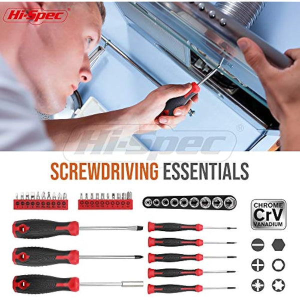 Hi-Spec 54pc Home & Office DIY Tool Kit Set. Complete Household Tool Box with Essential Hand Tools Included for Basic Repairs, Maintenance & Home Improvement Projects