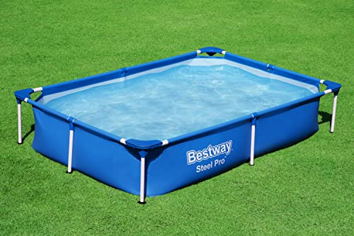 Bestway 56401 Steel Pro Pool | Swimming Pool, Rectangle Above Ground Fast Set Pool, Children’s Detachable Pool, Multiple Sizes, Blue, 221 x 150 x 43 cm