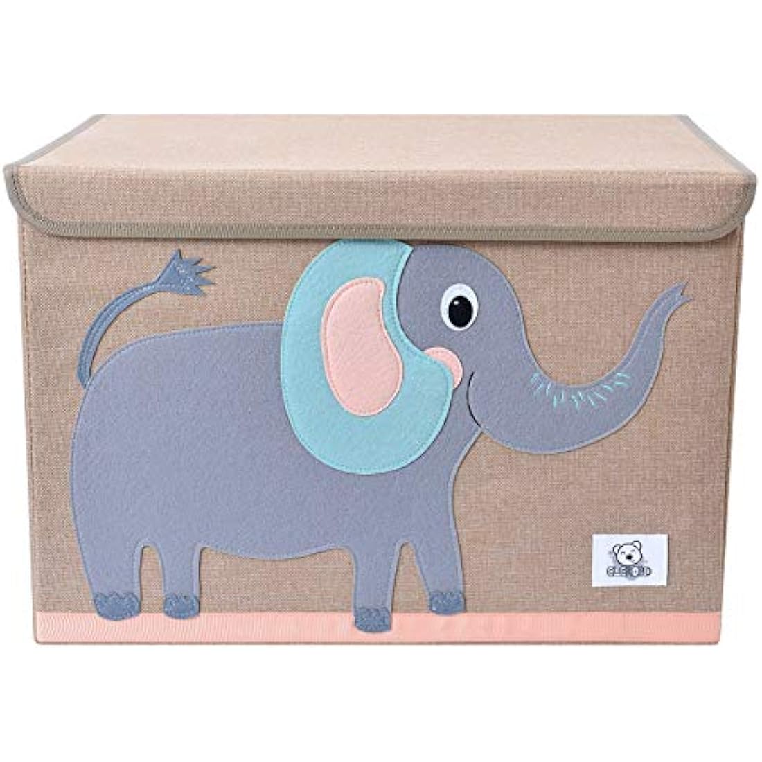 CLCROBD Foldable Kids Large Toy Chest with Flip-Top Lid, Collapsible Fabric Animal Toy Storage Organizer/Bin/Box/Basket/Trunk for Toddler, Children and Baby Nursery (Elephant)