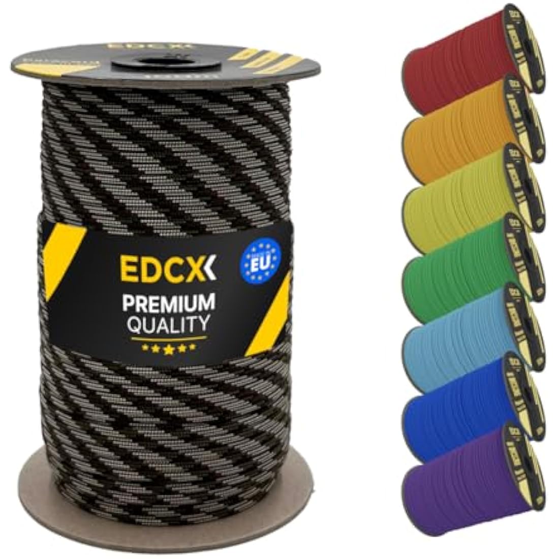 EdcX 4mm Rope 550 - Type III, 100% Rope, 7 Strand Rope, 4mm Rope in Solid Colors