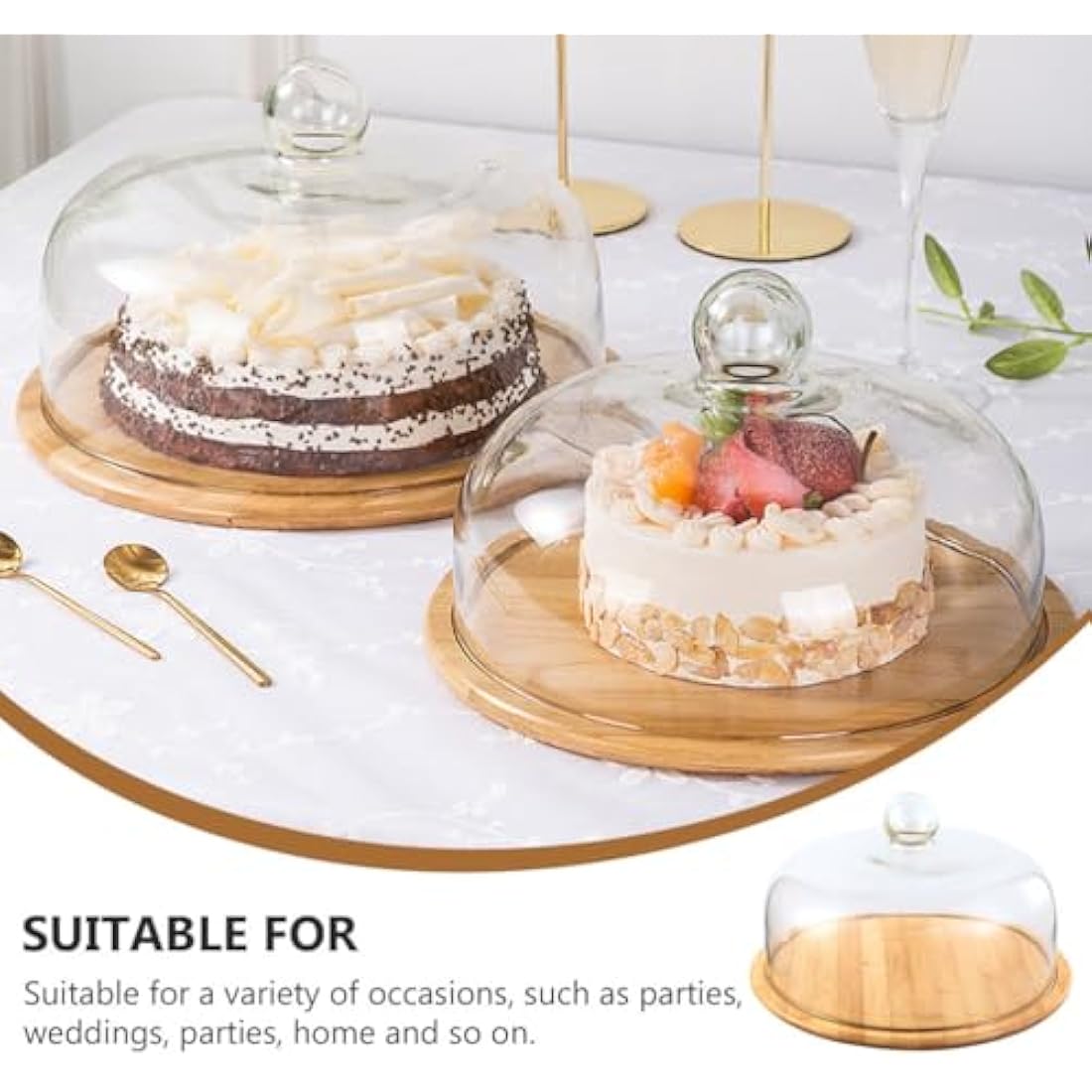 IMIKEYA Glass Cake Stand with Dome Lid Household Plate Pastry Plate Convenient Snack Tray Chocolate Cupcake Candy Display Dish for Birthday Wedding Party