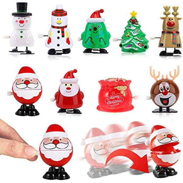 9Pack Christmas Wind Up Toy Funny Jumping Toys Xmas Gift Toys,Spring&Wind Up Small Toy for Kids Party Bag, Walking Clockwork Toys for Kids Christmas Party Favors Stocking Stuffers Cracker Gift Fillers