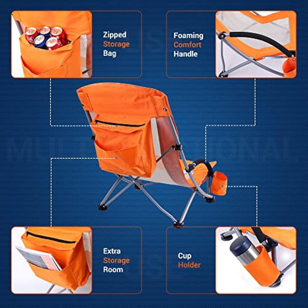 Nice C Beach Camping Chair, Folding Chair w/Cooler High Back, Ultralight Chair with Cup Holder & Carry Bag Compact & Heavy Duty Outdoor, Camping, BBQ, Beach, Travel, Picnic, Festival (1 Of Orange)