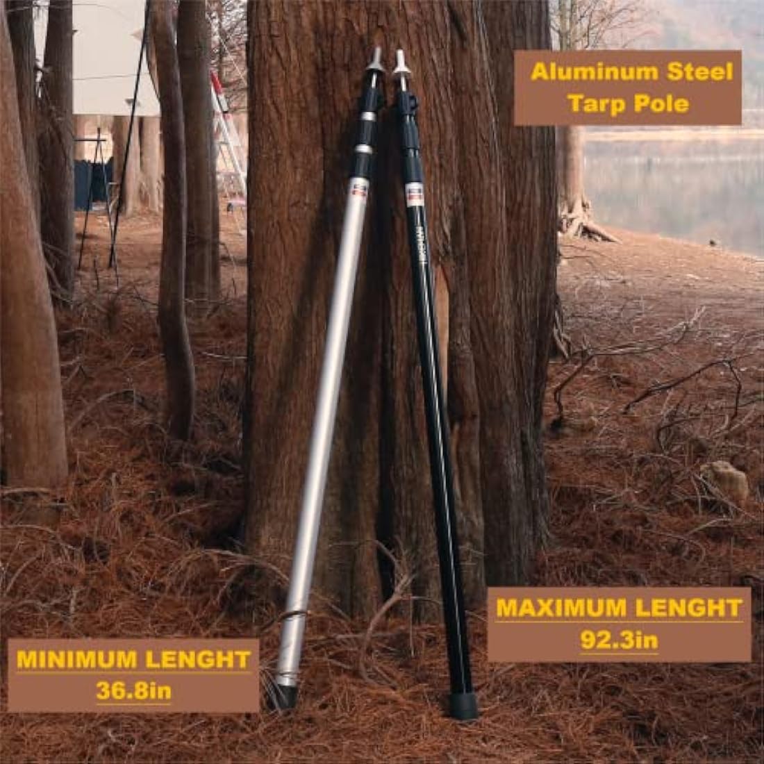 HIKEMAN Tent Poles Camping Poles for Tarp Awning Canopy Porch Sun Sails Tarpaulin Headroom Aluminium Adjustable Telescoping 90-230cm