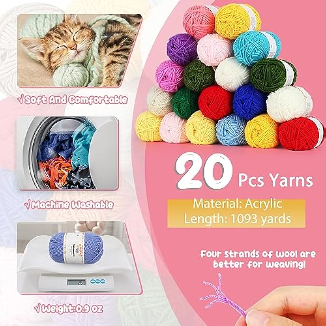 Aeelike Crochet Kit, Complete Crochet Starter Kits for Beginners Adults with Instructions Book, 20x25g Yarn, Ergonomic Crochet Hooks, Tote Bag & More