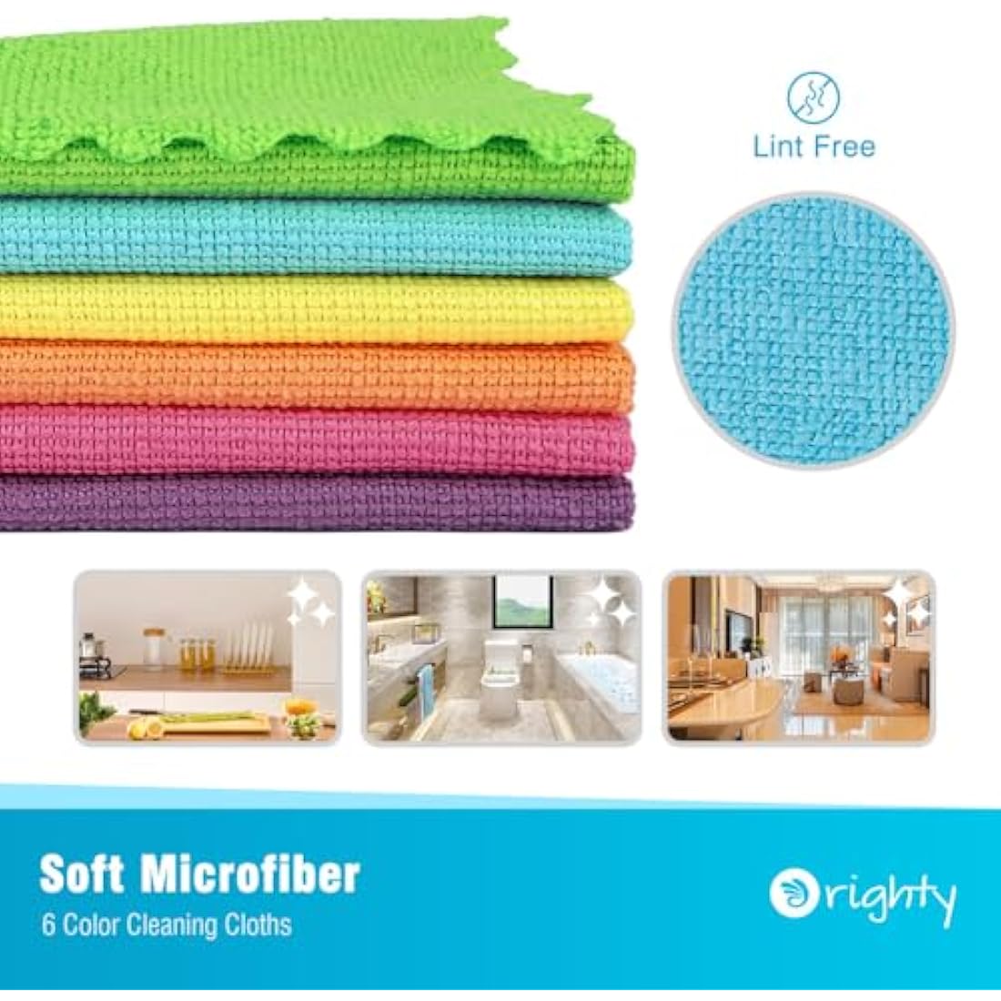 Orighty Microfibre Cleaning Cloths, Pack of 150, Highly Absorbent Cleaning Supplies, Lint Free Cloths for Multiple-use, Powerful Dust Removal Cleaning Rags for House, Kitchen, Car Care(12x12 inch)