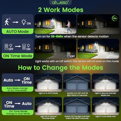 ALUSSO 25W LED Security Lights Outdoor Motion Sensor LED Floodlight, IP54 Waterproof Outside PIR Flood Light, 3000K 4000K 6500K Adjustable Wall Light for Garden Patio Backyard Garage