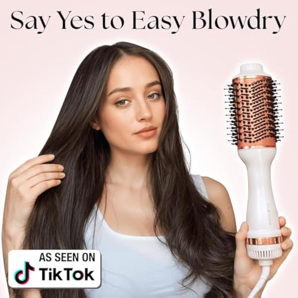 Hair Dryer/Hot Air Brush with Adjustable Temperature - for Styling Short, Medium & Long Hair - Women Hair Volumizer & Styler - Lily England Heated Hair Dryer