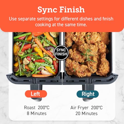 COSORI Smart Air Fryer Oven Dual Blaze 6.4L, Double Heating Elements, Cookbook, No Shaking & No Preheating, APP Control, 12 Functions, Air Fry, Roast, Bake, Reheat, Dishwasher Safe
