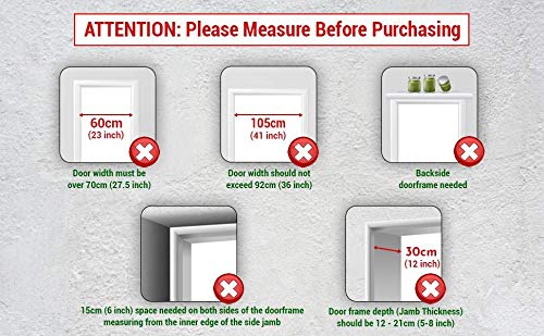 ROMIX Pull Up Bar Doorway, Adjustable Length 72-97cm No Screw Chin Up Bar Door Frame Width Locking, Multifunctional Body Fitness Training Equipment with Exercise eBook for Body Workout Home