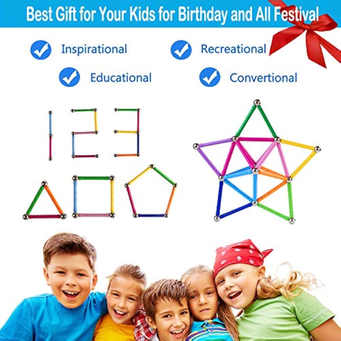 310 Pieces Magnetic Building Blocks, Magnetic Educational Stacking Toy Set for Children and Adults, Non-Toxic Building Toy, 3D Puzzle with Storage Bag