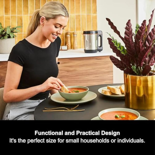 Morphy Richards Compact Soup Maker, Blend & Cook Smooth & Chunky Soup, Smoothies, Black & Stainless Steel, 1 Litre, 900 W, 501021