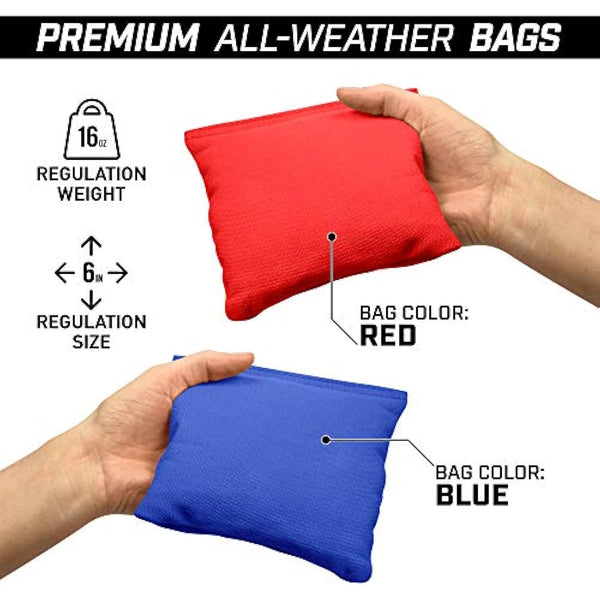 GoSports Rustic Red & Blue Design Cornhole Game Set, Regulation Size