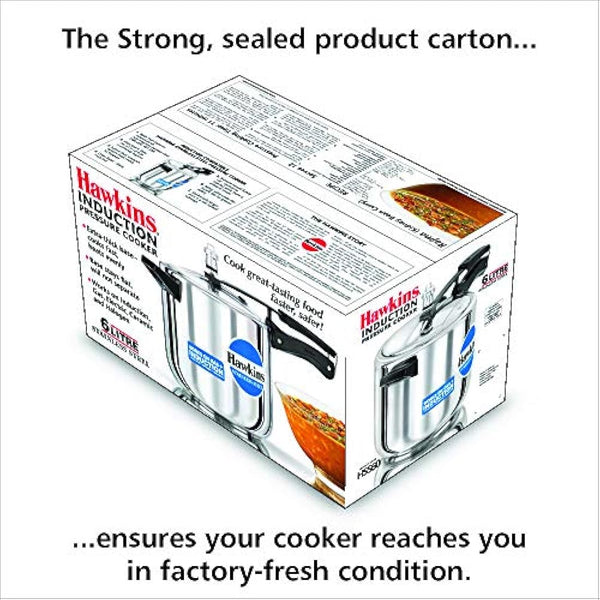 Hawkins Stainless Steel Induction Compatible Pressure Cooker, 6 Litre, Silver (HSS60)