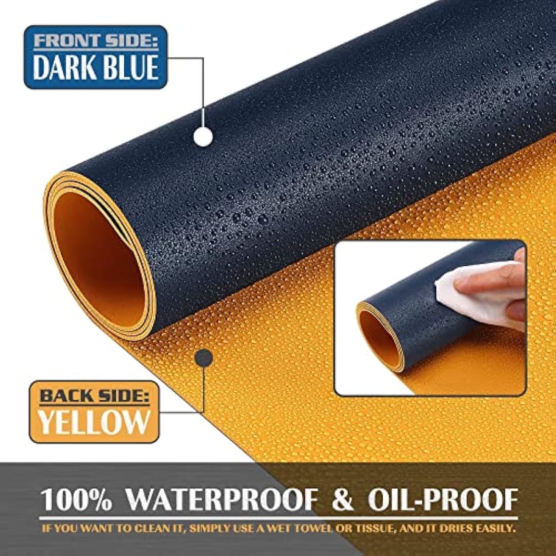 K KNODEL Small Office Leather Desk Mat, Mouse and Keyboard Pad, Computer and Laptop Mat, Desktop Protector and Cover, Writing Pad and Blotter (60x35cm, Dark Blue)