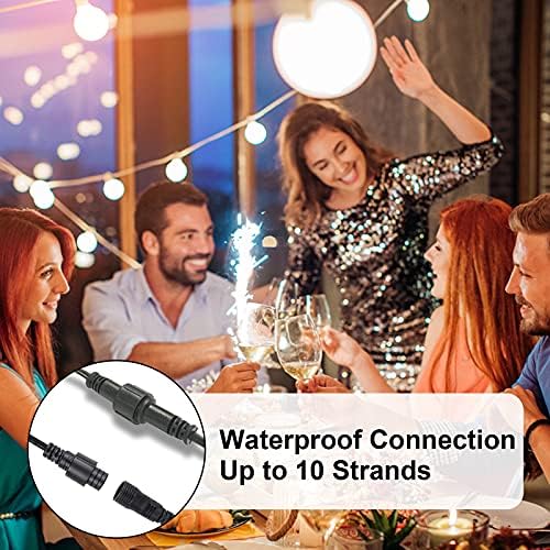 GLUROO Festoon Lights Outdoor 100FT, G40 LED String Lights Mains Powered with 50+2 Plastic Bulbs,Waterproof Connectable Outdoor String Llights for Garden,Porch, Backyard,Bistro