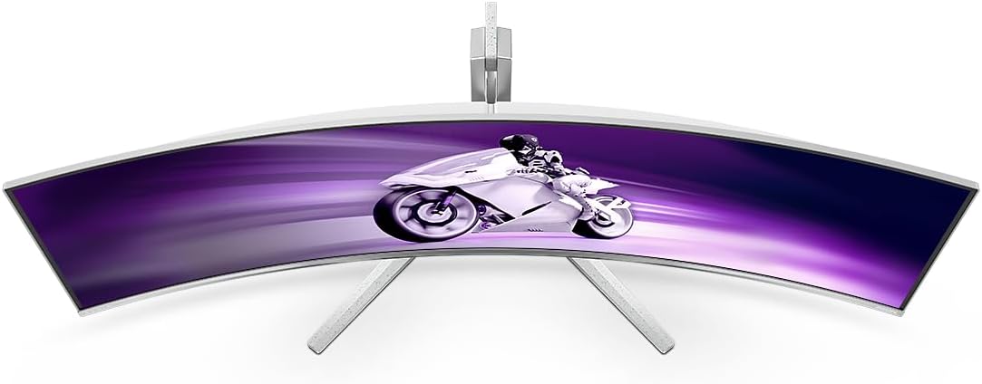 PHILIPS Evnia 49M2C8900L - 49 Inch DQHD OLED Curved Gaming Monitor, 144 Hertz, 0.03ms GtG, HDR400, Ambiglow, FreeSync Prem. Pro (5120x1440, HDMI 2.1, DisplayPort 1.4, USB-C, USB Hub) White