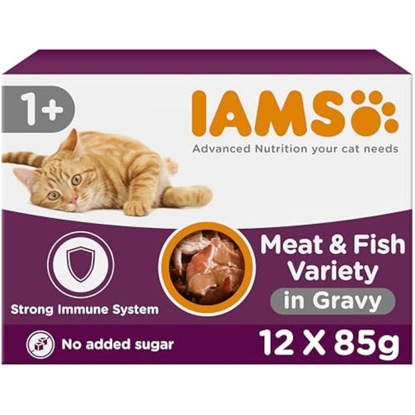 IAMS Adult Wet Cat Food Land & Sea in Gravy 12 x 85g