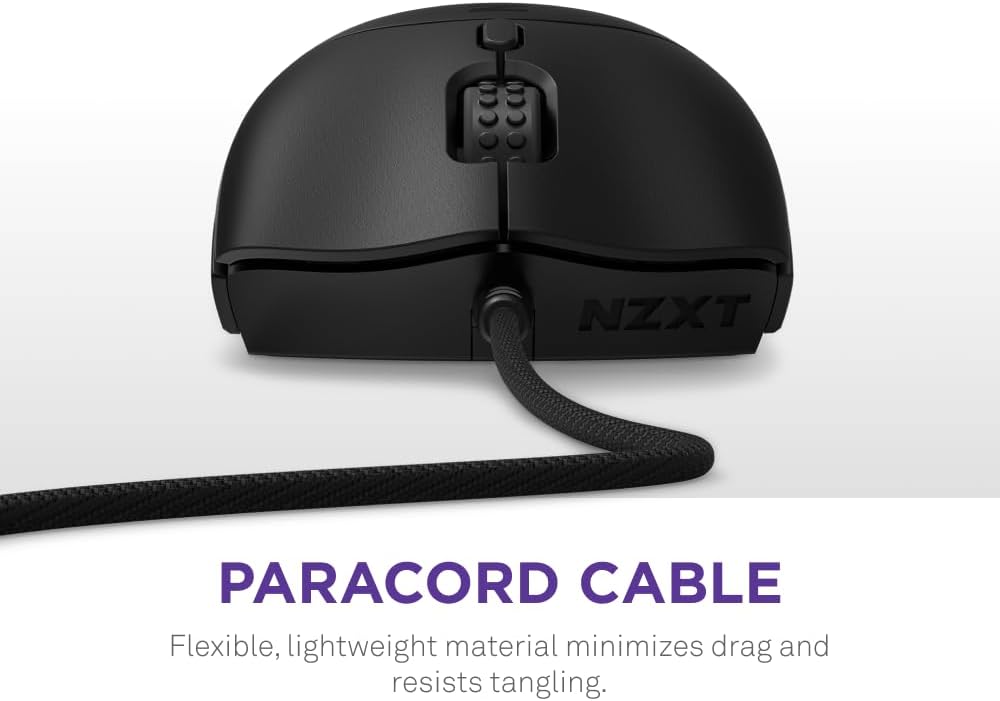 NZXT Lift 2 Ergo | Lightweight Ergonomic Wired Gaming Mouse | Lightweight 61 g Design | 8K Polling Rate | Optical Switches | 26K DPI Optical Sensor | 100% PTFE Feet | Black