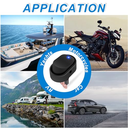 DAOKAI LED Lighted Rocker Switch 12V 30A SPST 3 Pin ON Off Toggle Switch Illuminated Red Lighted Oval Shaped Switch for Automotive Truck RV Boats - 5pcs