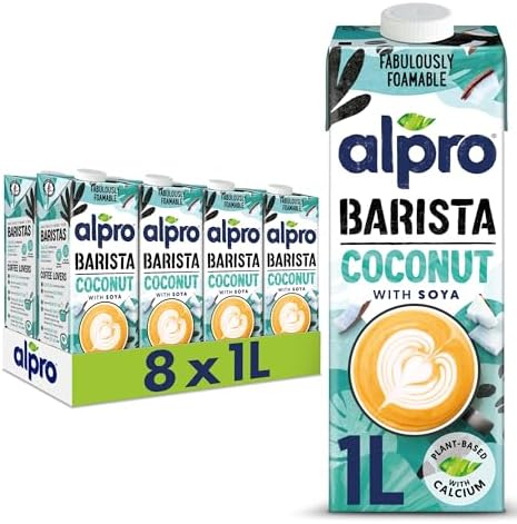 Alpro Barista Coconut Plant-Based Long Life Drink - Great for Coffee - Foam Vegan Dairy Free & Lactose Free - 1L (Pack of 8)