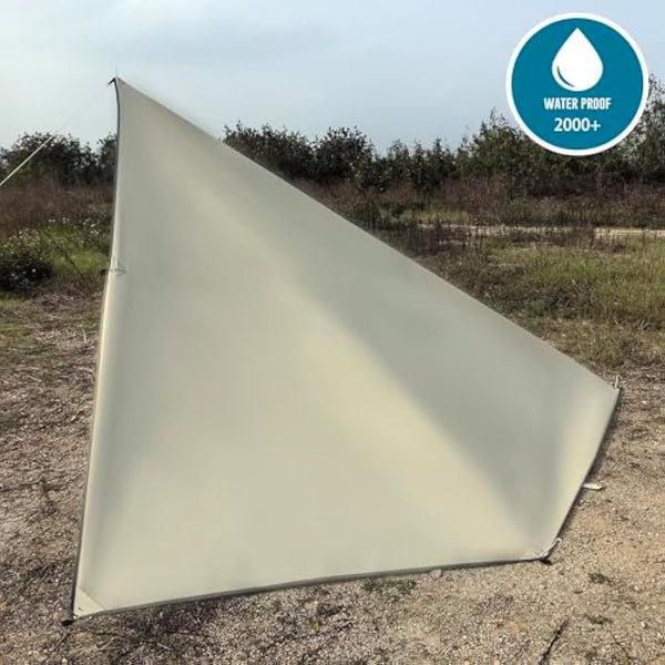 HIDEWALKER Camping Tarp Shelter 3x3m 3x4m 3x5m Lightweight Tent Tarpaulin Waterproof Tent Awning Canopy Basha Sunshade for Hiking Backpacking (Khaki, 3x4m)