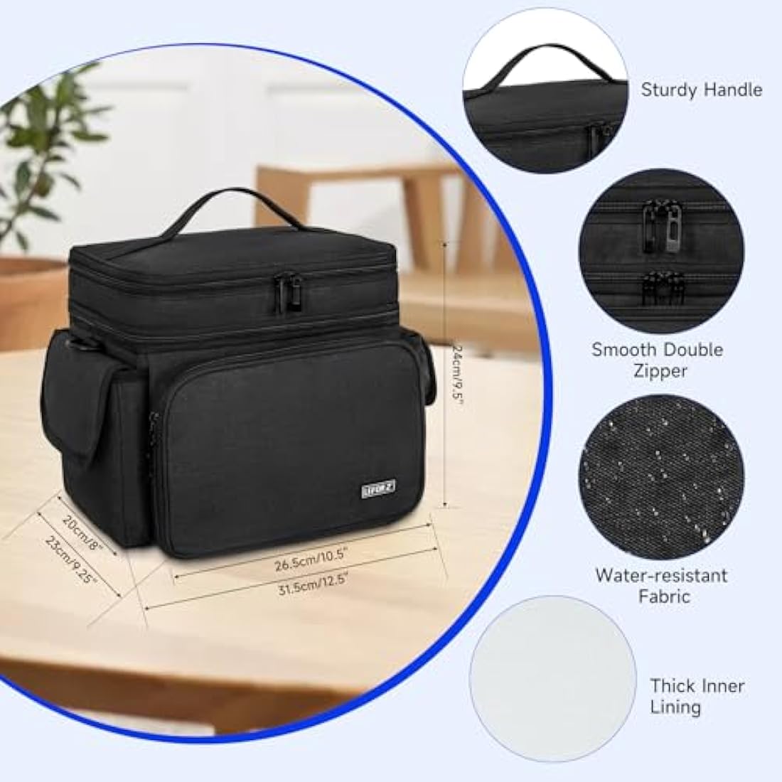 LEFOR·Z Sewing Box Large,Sewing Bags,Sewing Accessories Storage Organiser for Thread,Needles and Other Sewing Tools,Black