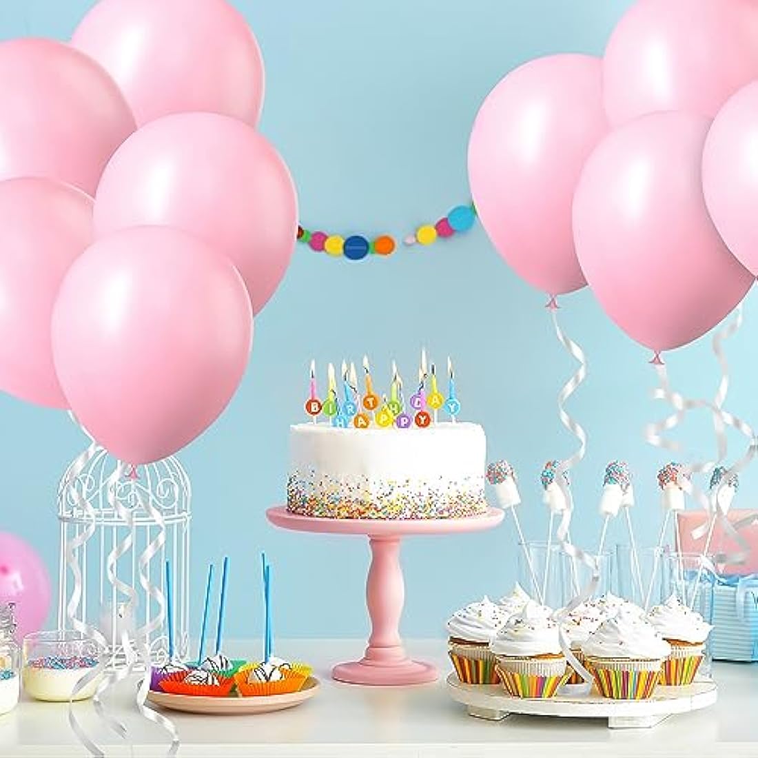 Ainiv 60 PCS Decorative Pink Balloons for Parties: 12inch Latex Macaron Style, Perfect for Pink Themed Events