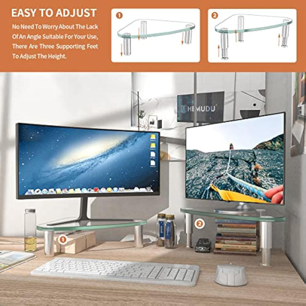 Hemudu 2 Pack Computer Monitor Stand Riser/Triangle Save Space Desktop Corner Stand for Computer, Laptop,HD01T-203P