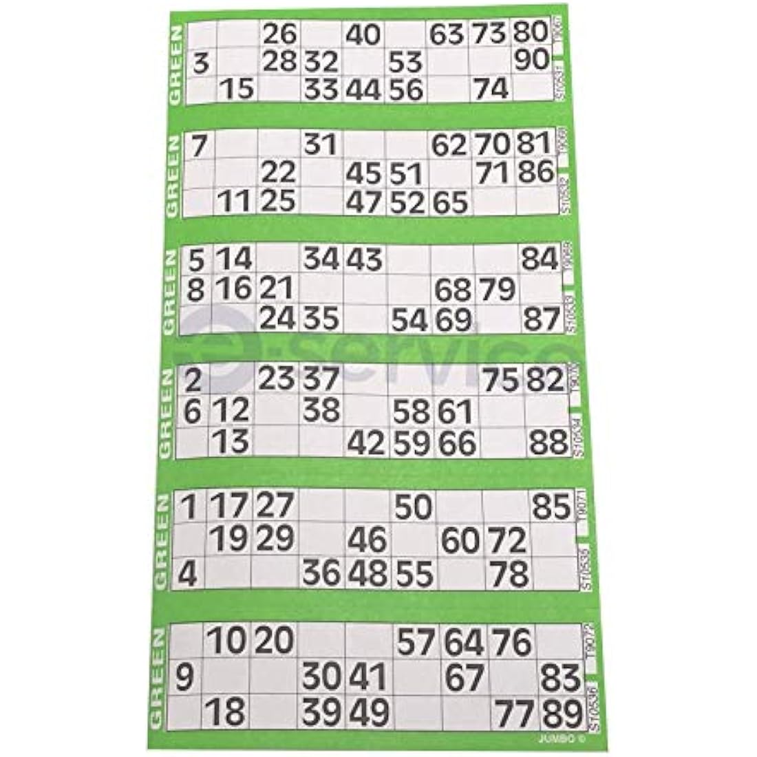 750 BOOKS 6 PAGE GAME STRIPS OF 6 TV JUMBO BINGO TICKET SHEET BIG BOLD NUMBERS