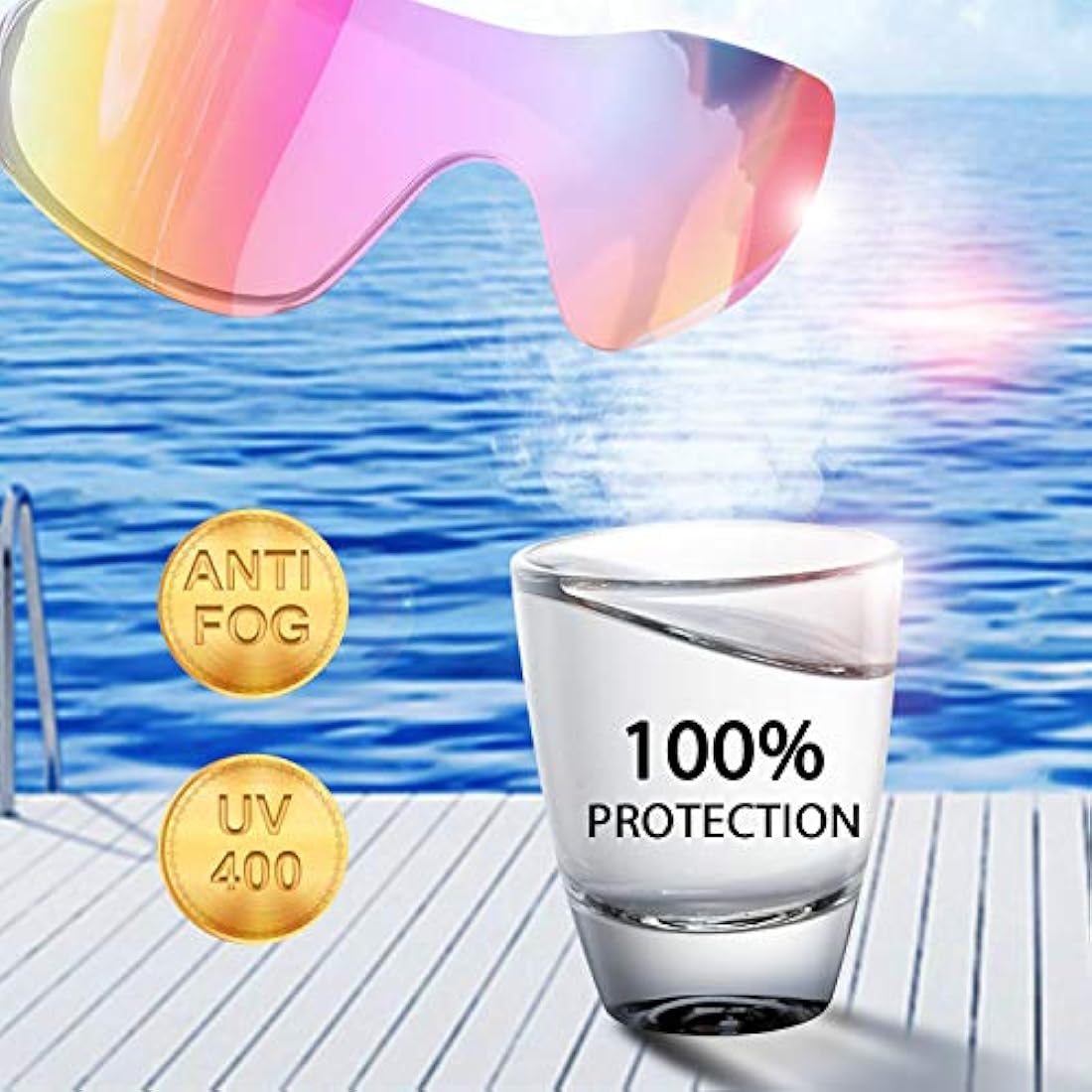 Yizerel 2 Pack Kids Swim Goggles, Swimming Glasses with Electroplating for Children and Early Teens from 3 to 15 Years Old, Wide Vision, Anti-Fog, Waterproof, UV Protection (Set of 2)