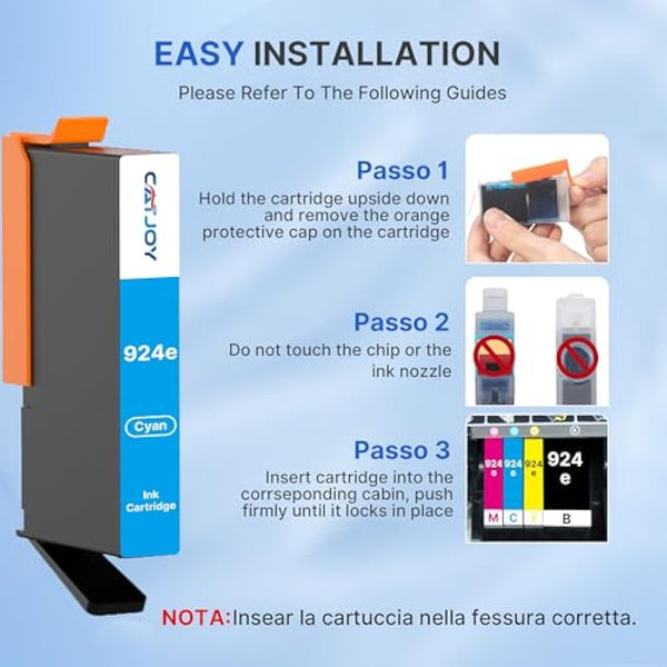 924XL 924 XL Ink Cartridges for HP 924 Ink Cartridge 924e Multipack Compatible with HP OfficeJet Pro 8120 8122 8123 8125 8128 8130 8132 8133 8134 8135 (4-Pack, Black Cyan Magenta Yellow with Chips)