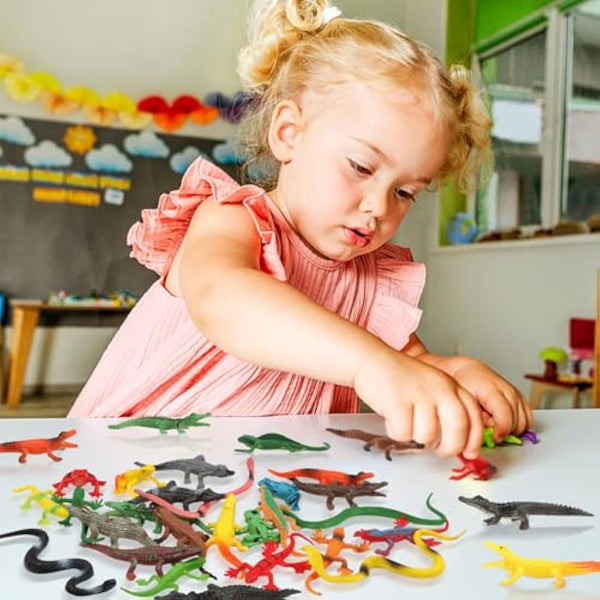 DOITEM 27Pcs Reptile Toys Realistic Figurines Model Animal Animal Figures Plastic Reptile Snake Lizards Frog Crocodile Toys Set Animals Toy for Kids Science Project Learning Educational Toy Gift