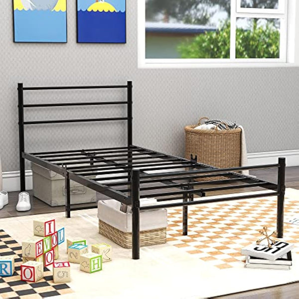 Diahomy Single Bed Frames 3ft Metal Platform Bed Frame with Headboard and Footboard/Heavy Duty/Mattress Foundation/Under Bed Storage/For Adults,Kids, Teenagers/Black