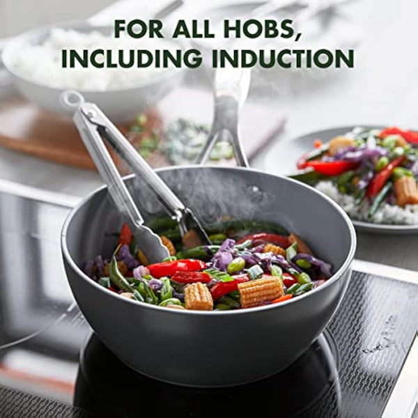 GreenPan Valencia Pro Hard Anodised Healthy Ceramic Non-Stick 20 cm / 2 Litre Chef's Pan, PFAS-Free, Induction, Oven Safe, Grey