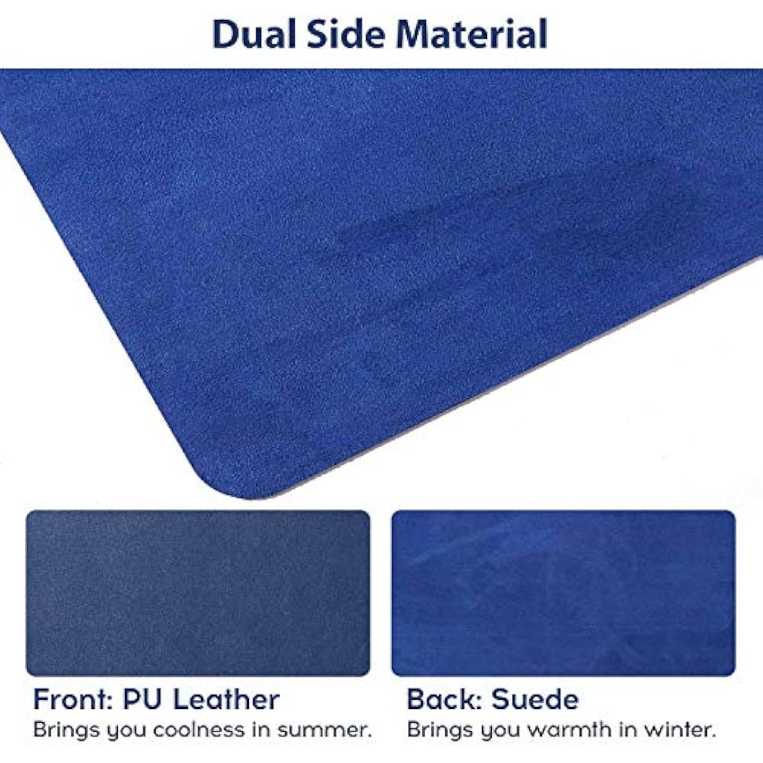 Desk Pad Large, DOBAOJIA Desk Mat, Laptop Mat, Writing Pad, Desk Blotter, Extended Mouse Mat, Large Mouse Pad for Office/Home, PU Leather Waterproof +Suede Non-Slip 27.5" X 13.8" (Dark Blue)