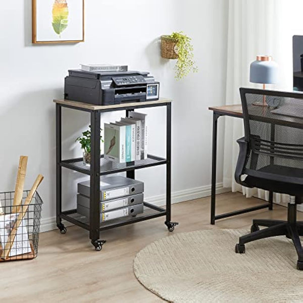 IBUYKE Serving Cart Trolley 60x40x81cm, Industrial Kitchen 3 Levels Shelves, Rolling Utility Cart with 4 Wheels, Heavy Duty Storage Organiser for Kitchen living room TMJ011Y