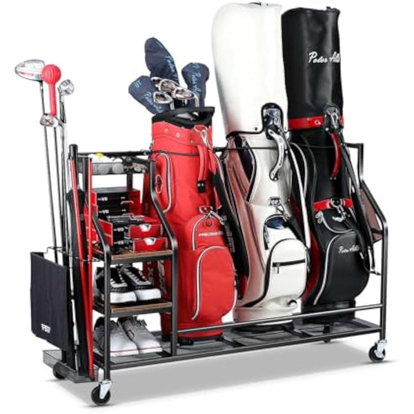 EXTCCT Golf Bags Storage Organizer- Golf Bag Stand for Golf Equipment Accessories, Golf Bag Storage Rack with Wheels, Golf Club, Golf Gear Organisers
